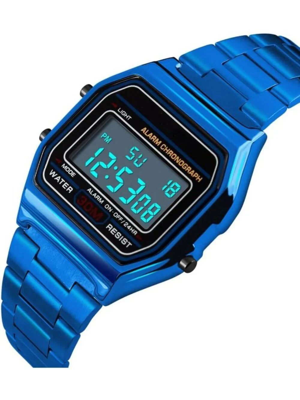 Men's Digital Gold Stainless Steel Sport Watch | Waterproof, Stopwatch, Alarm